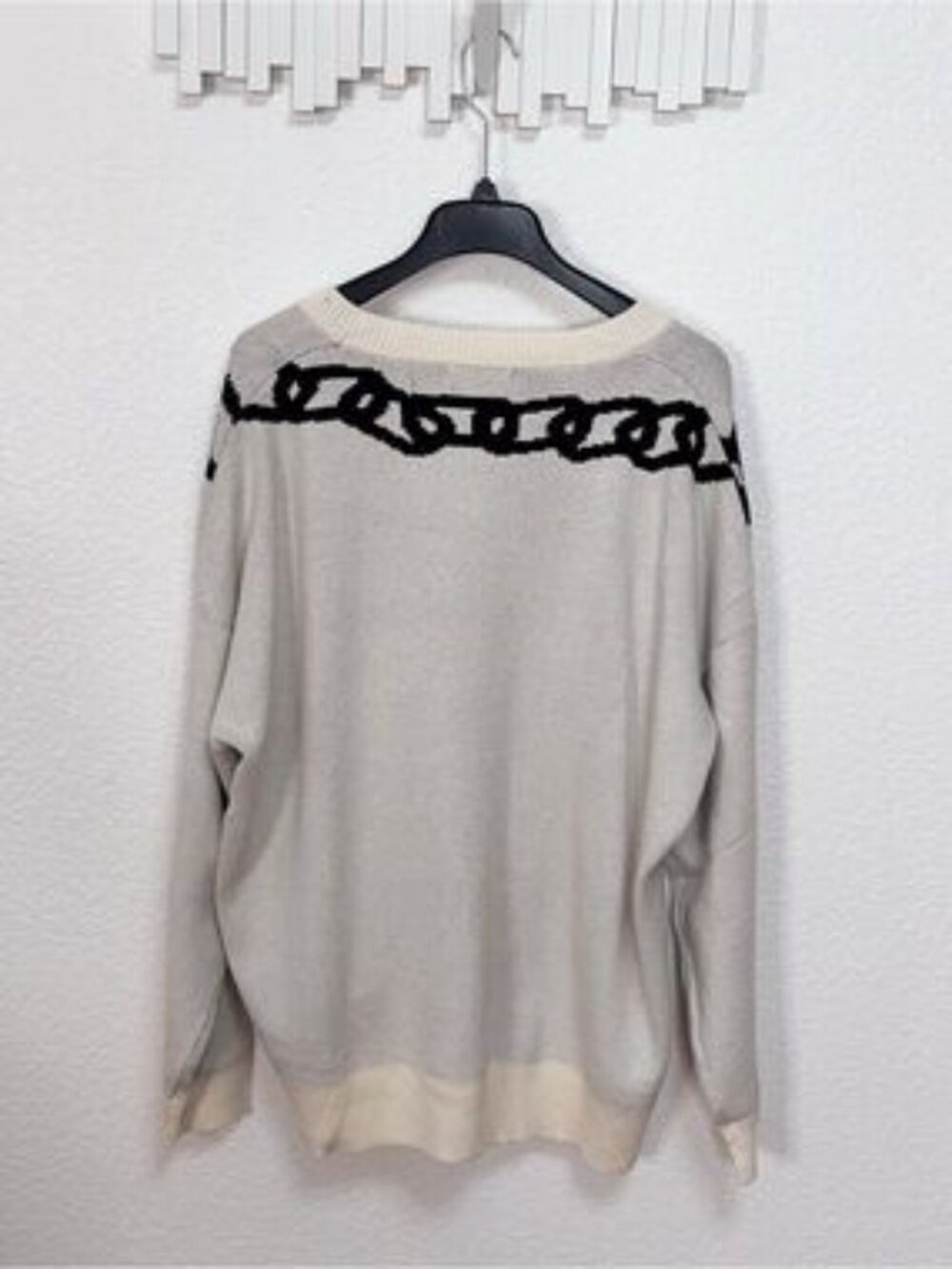 Miss Sparkling Lock Key Chain Graphic Oversized Button Front Knit Cardigan - Picture 8 of 8